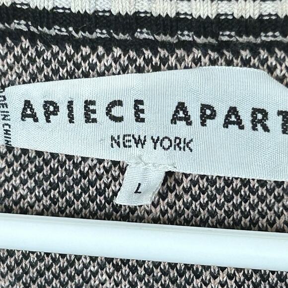 Apiece Apart Knit Top Size L Chevron Lightweight Cotton Sweater Neutrals